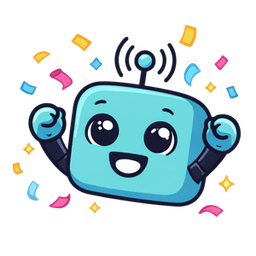 Mascote do Robolingo comemorando